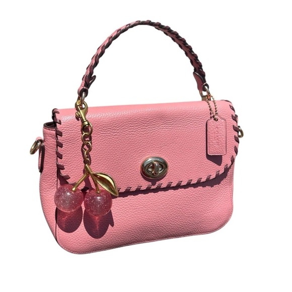 Coach Marlie Turnlock Purse Whipstitch Leather Crossbody Braided Mini Bag PINK - Picture 1 of 11